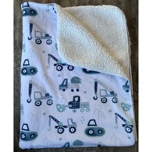 Oeko-Tex Construction Baby Blanket Sherpa Lovey Soft Trucks Bulldozer 30" X 38"